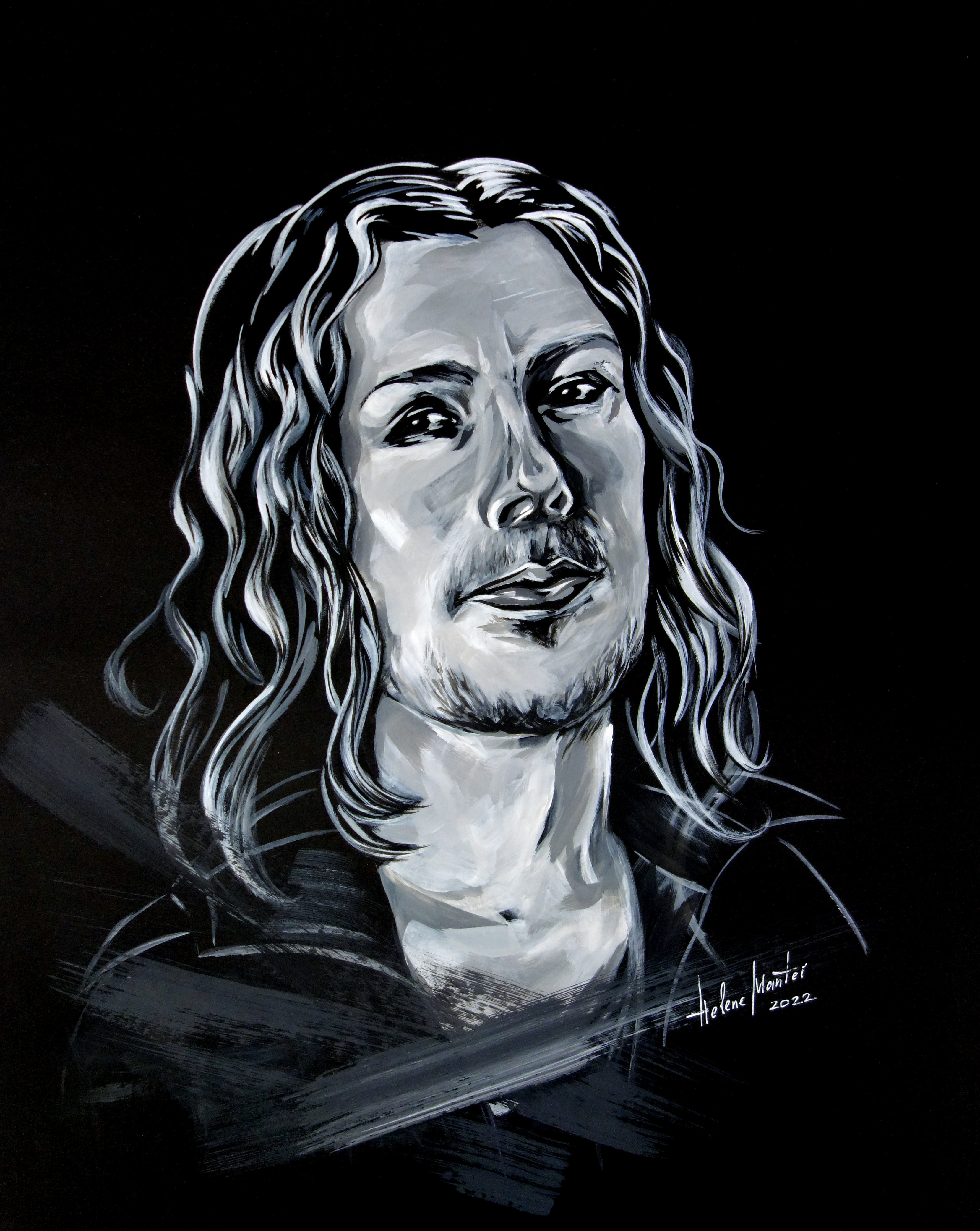 "Drummer" Helene Mantei, Acryl auf Karton