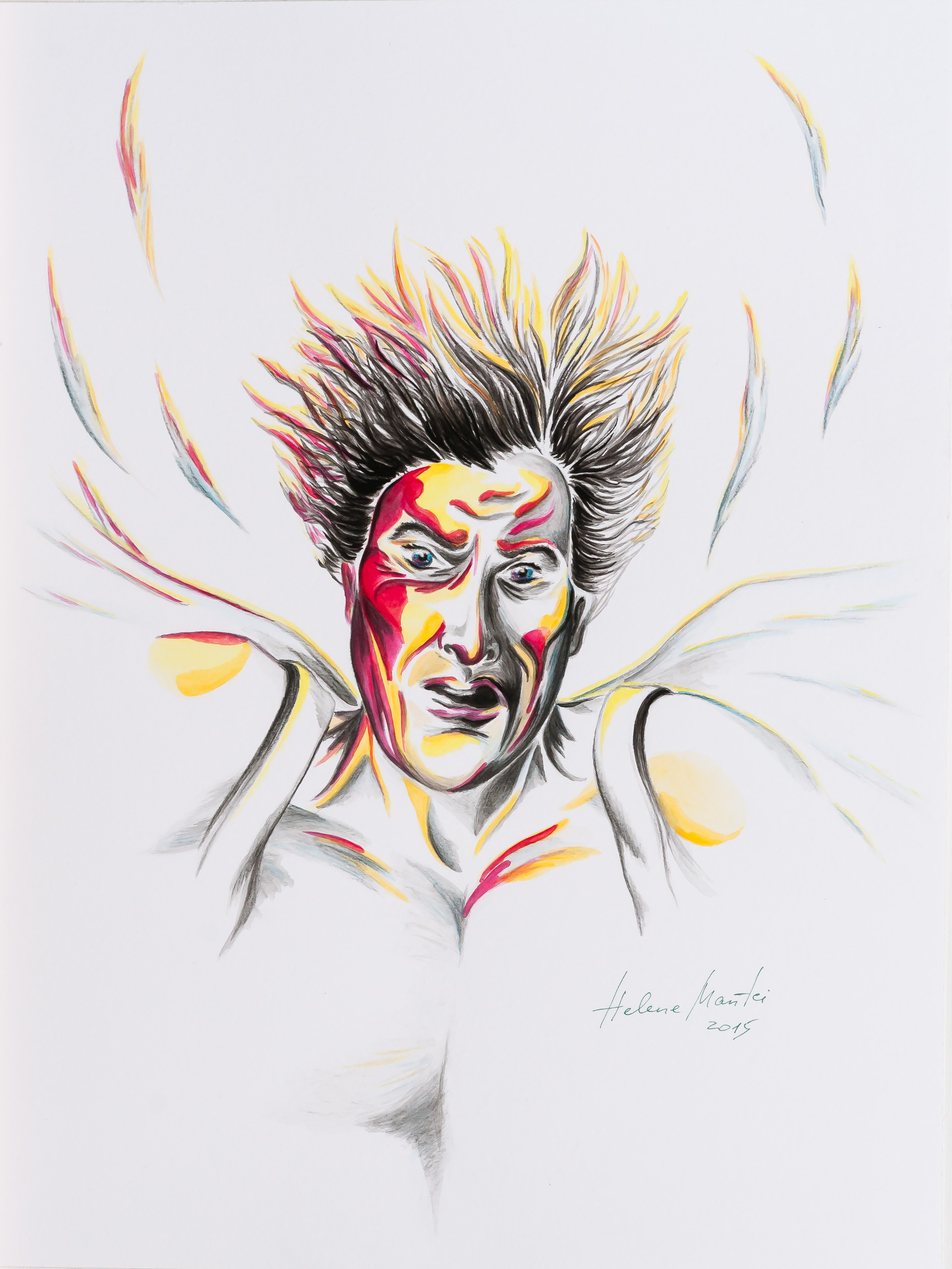 Aquarell "Der freie Fall des Ikarus" von Helene Mantei