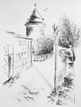 Helene Mantei "Witch Tower", Zeichnung